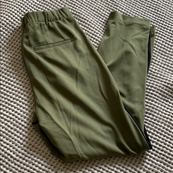 Zara High Waisted Green TRF Pants w Side Stripes S - Picture 2 of 7